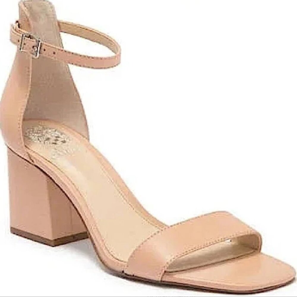 Ankle Strap Block Heel Sandals Size 11 Tan Biscuit Bone - NWT